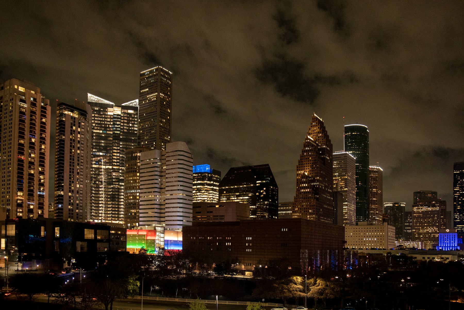 Houston downtown skyline illuminated at night