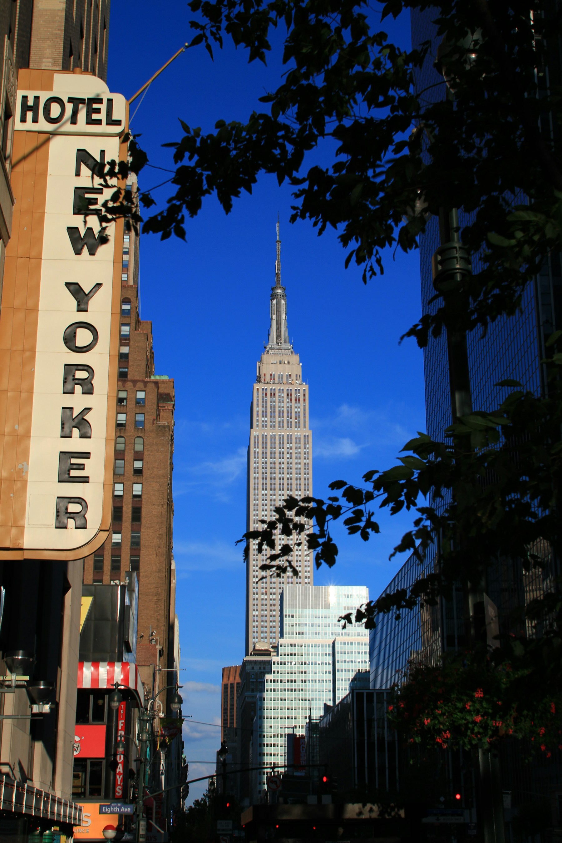 Midtown Manhattan street view with the Empire State Building
